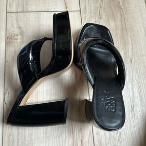 Gia Borghini calf leather curved heel sandals